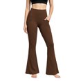 thumbnail image 1 of Wide Leg Yoga Pants for Women Baeitkot High Rise Stretchy Bootcut Leggings with Side Pockets for Workout & Daily Brown S, 1 of 9