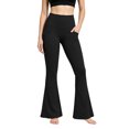 thumbnail image 1 of Wide Leg Yoga Pants for Women Baeitkot High Rise Stretchy Bootcut Leggings with Side Pockets for Workout & Daily Black L, 1 of 9