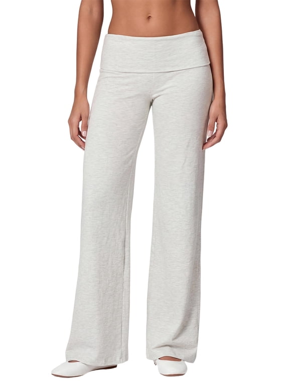 Wide Leg Yoga Pants for Women Casual Loose Cozy Sweatpants High Waisted Lounge Pajama Flowy Pants Foldover Waist Baggy Pants