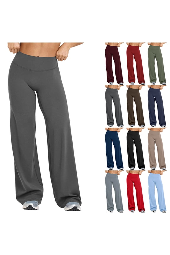 Wide Leg Yoga Pants for Women High Waisted No Front Seam Workout Leggings Soft Smooth Soft Gym Fitted Yoga Pants Beige 2XL