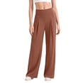 thumbnail image 1 of Wide Leg Yoga Pants for Women High Waisted Pleated Comfy Stretchy Work Dress Pants Casual Loose Pull on Sweatpants Brown XL, 1 of 5