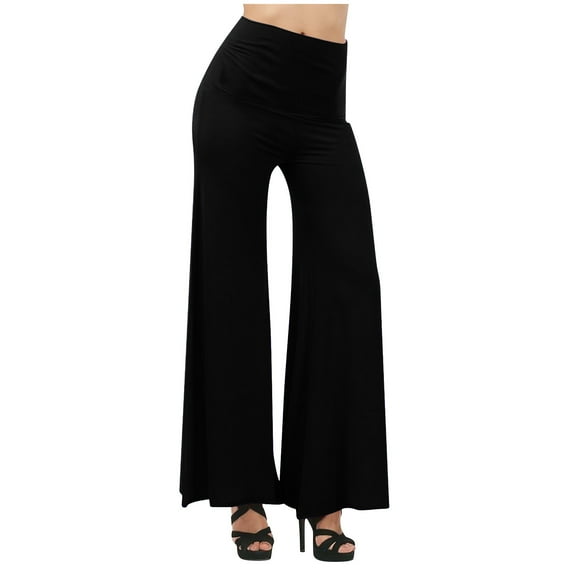 Wide Leg Yoga Pants for Women Loose Comfy Flare Sweatpants with Pockets High Waist Stretch Pants Black L