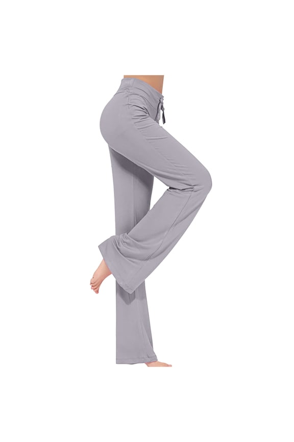 Wide Leg Yoga Pants for Women Loose Comfy Flare Sweatpants with Pockets High Waist Stretch Pants Regular Fit Trouser Pant Gray M