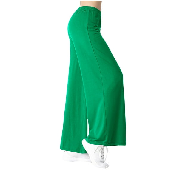 Wide Leg Yoga Pants for Women Solid Color Fashion Stretchy Workout Gym Pants Casual Soft Modal Breathable Sweatpants(Green,XXL)