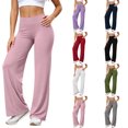 thumbnail image 1 of Wide Leg Yoga Pants for Women Zaewscy Women's Fashion Solid Color High Waist Yoga Pant Running Yoga Leisurely Pants Pink XXL, 1 of 9