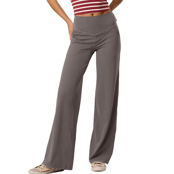 Wide Leg Yoga Pants for Women with Pockets High Waist Tummy Control Leggings Casual Loose Gym Workout Athletic Lounge Pants Camel S
