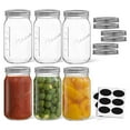 thumbnail image 1 of Wide Mason Jars with Airtight Lids, Labels and Measures - 32 oz - [Set of 6] Airtight Canning Jars, Glass Storage Jars, 1 of 11
