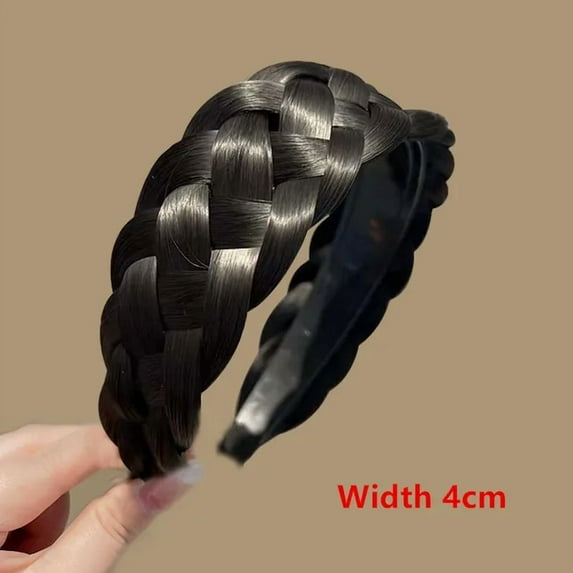 Wide Messy Braided Headband With Teeth Synthetic Hair Plaited Headband High Elasticity Braids Chunky Fishtail Braided Hair Band Hairpiece for Girls Women