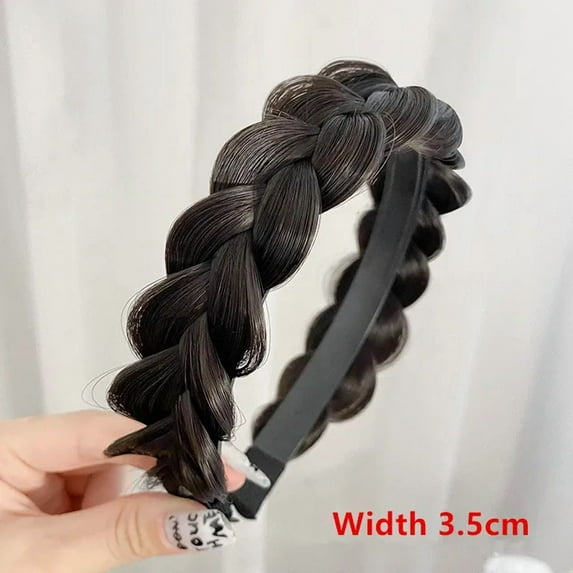 Wide Messy Braided Headband With Teeth Synthetic Hair Plaited Headband High Elasticity Braids Chunky Fishtail Braided Hair Band Hairpiece for Girls Women