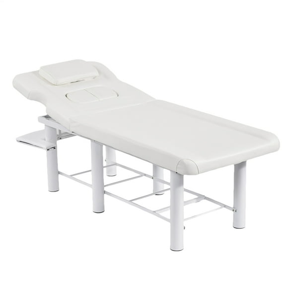 Wide Metal Frame Spa Facial Bed 27.5'' W × 73'' L, Adjustable Exercise Table for Home Physical Therapy(White)