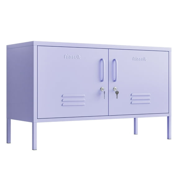 Wide Metal TV Stand Storage Cabinet Entertainment Center Cabinet for Home TV Stand Lockable lockers ffice Living Room Purple Size: 24”H x 39.4”W x 15”D