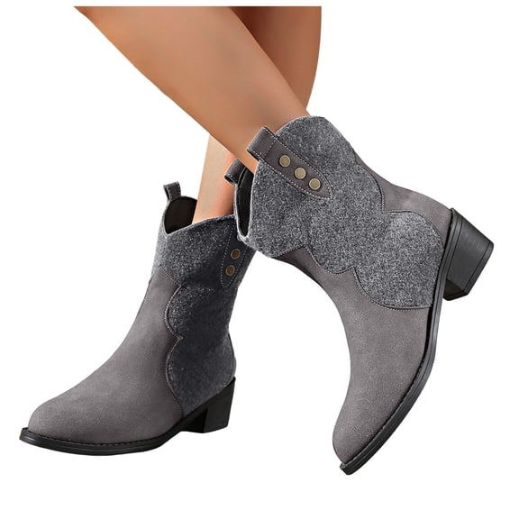 Wide Mid Calf Cowboy Boots for Women Ethnic Tassel Suede Pointed Toe Western Cowgirl Riding Boots