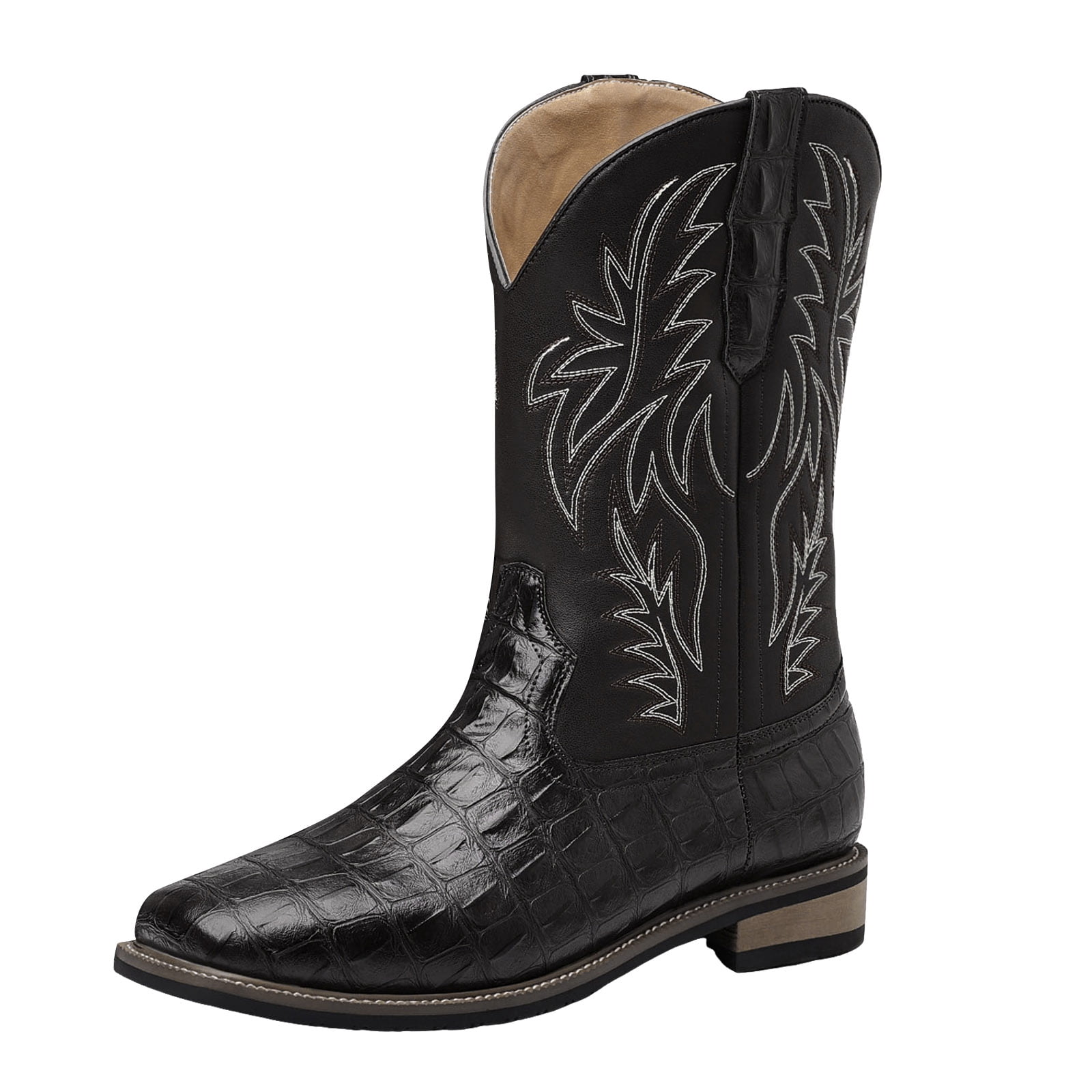 Innovations Boots Men Sz 27 Mex 8 Mid Calf Low Heel Black‎ Leather Cowboy Cowboy Boots for Men Comfortable Mid Calf Boot Embroidered  main image 4
