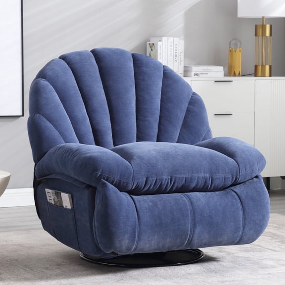 Wide Modern Style Accent Swivel And Rocker Recliner Chair