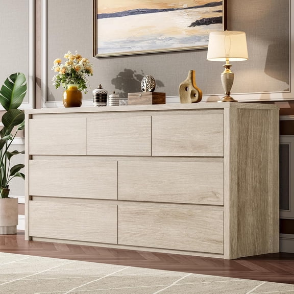 Wide Modern Wood Dresser | Large Storage Chest for Bedroom, Living Room, Hallway & Entryway