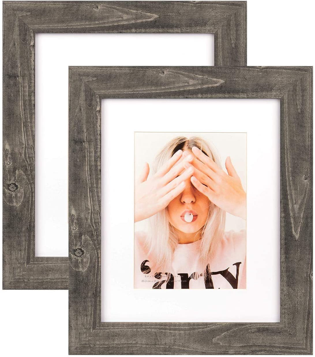 Inside Frame Wide Molding 8x10 Picture Frames Display Picture 5x7 with Mat, HD Glass ...