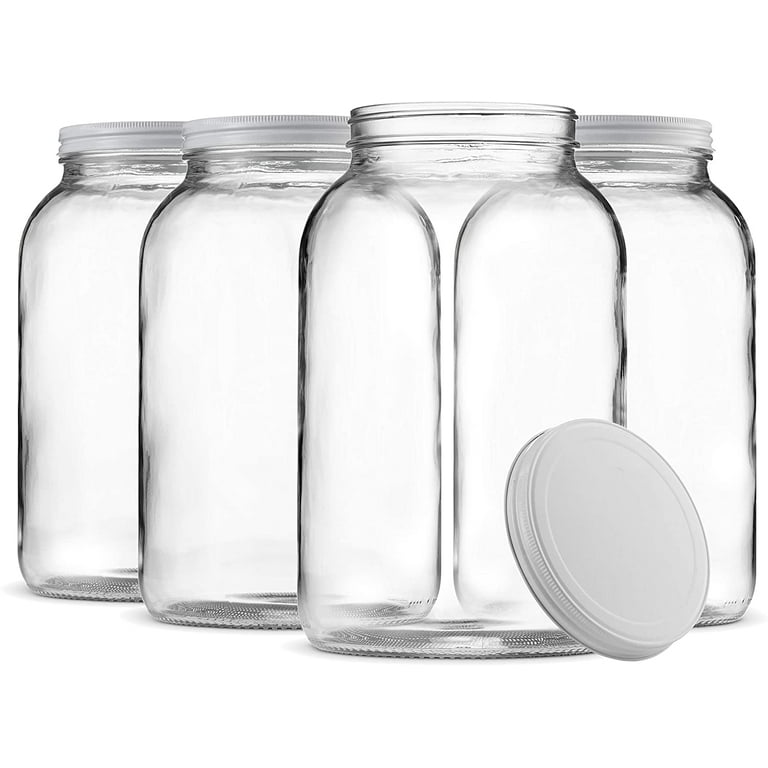 2 Pack 1 Gallon Glass Large Mason Jars Wide Mouth with Airtight Metal Lid,  Sa