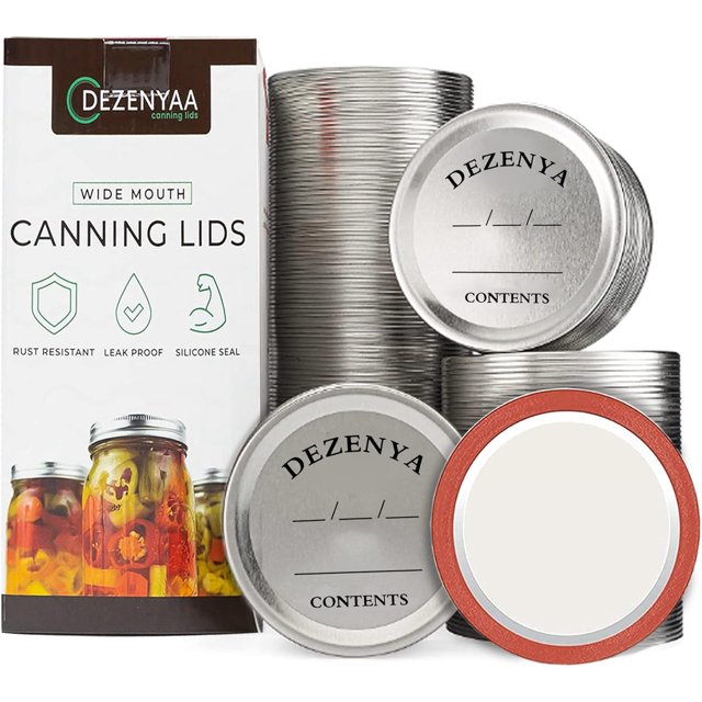 Wide Mouth Canning Lids 100 Count Sturdy Metal Lids with Silicone