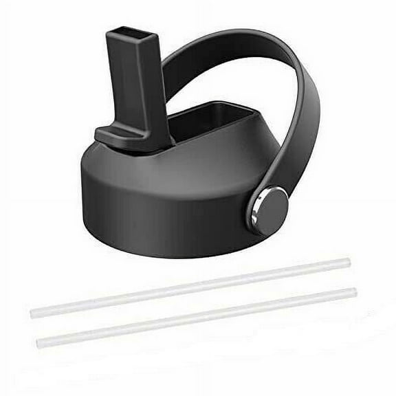 Wide Mouth Flex Straw Lid by Polerce (Black) - Compatible with all Wide Mouth bottles and all Sport Bottle Main Brands - BPA-Free - Leak-Proof