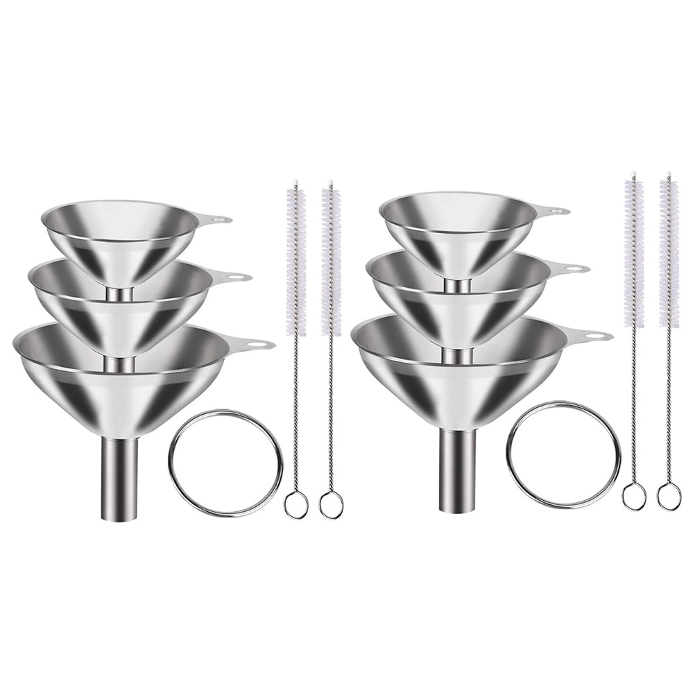 Wide Mouth Funnel Set Small Funnels for Bottles Metal Canning Mason Jars Kitchen Stainless Steel