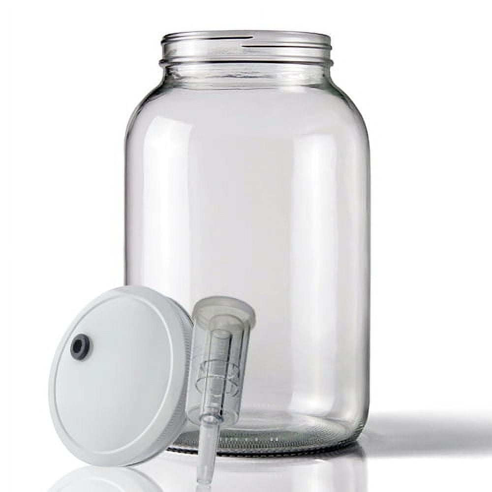 Wide Mouth Jar 1 Gal w/ 110mm White Metal Cap And EconoLock Airlock