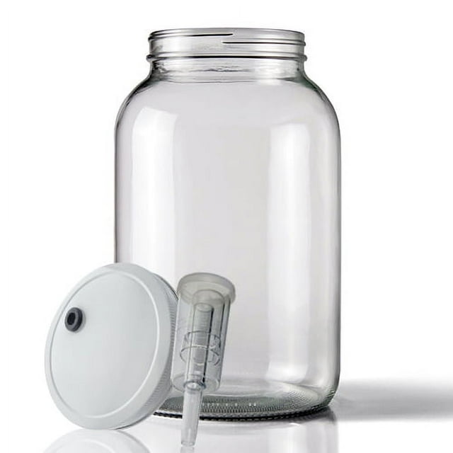 Wide Mouth Jar 1 Gal w/ 110mm White Metal Cap And EconoLock Airlock
