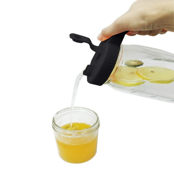 Wide Mouth Jar Pour Spout Lids With Handle Reusable Leak Proof Flip Cap Lids