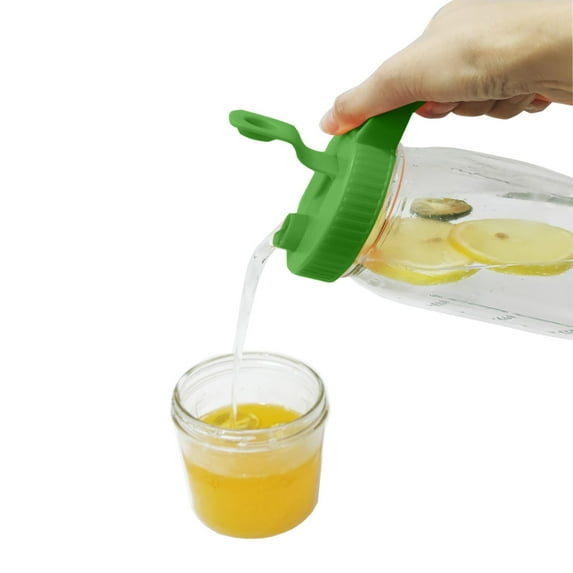 Wide Mouth Jar Pour Spout Lids With Handle Reusable Leak Proof Flip Cap Lids
