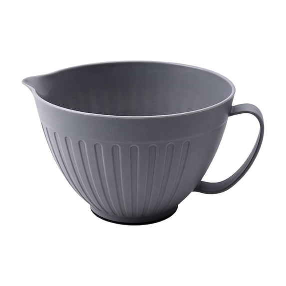 Wide Mouth Large Capacity Plastic Mixing Bowl with Handle - BPA Free, Non - Slip Grip Base for Easy Mixing and Pouring, Ideal for Baking and Cooking,Gray