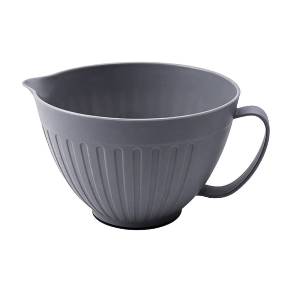 Wide Mouth Large Capacity Plastic Mixing Bowl with Handle - BPA Free, Non - Slip Grip Base for Easy Mixing and Pouring, Ideal for Baking and Cooking,Gray