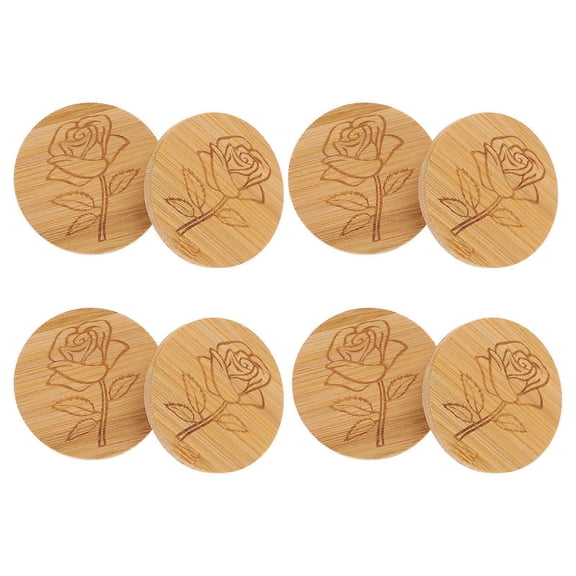Wide Mouth Lids For Canning Jars Bamboo Jar Lids Sealing Effect 6.7x6.7cm 8Pcs