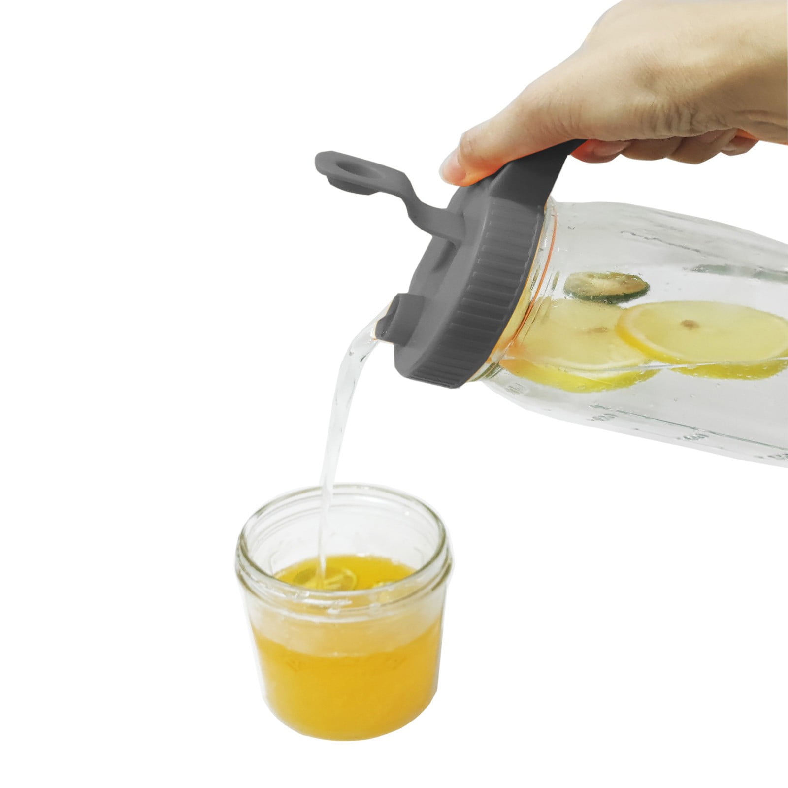 Wide Mouth Mason Jar Pour Spout Lids With Handle Reusable Leak Proof