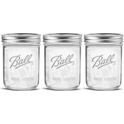 Ball Wide Mouth Mason Jars 16 oz with Airtight Lids and Bands (3 Pack)