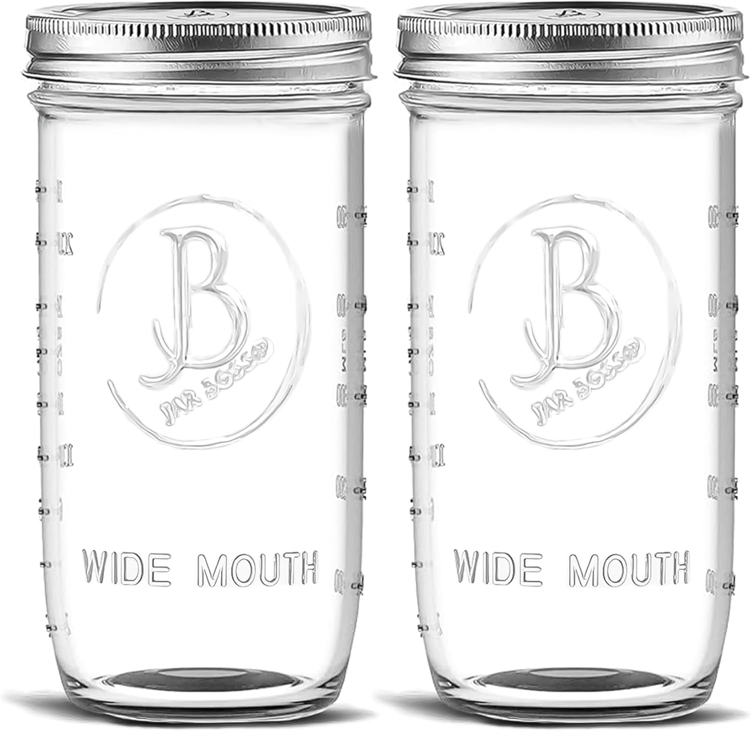 Wide Mouth Mason Jars 24 oz - (2 Pack) - Clear Glass Pint and a Half Mason  Jars With Airtight Lids and Bands. For Storage, Canning, Fermenting, Cold  ...