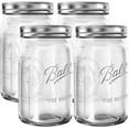 Wide Mouth Mason Jars 32 oz (4 Pack) Ball Quart With Airtight lids