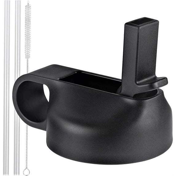 Wide Mouth Straw Lids Compatible with Most Sports Water Bottles, 1 Lids 2 Long Straws 1 Brushes in 1 Value Pack