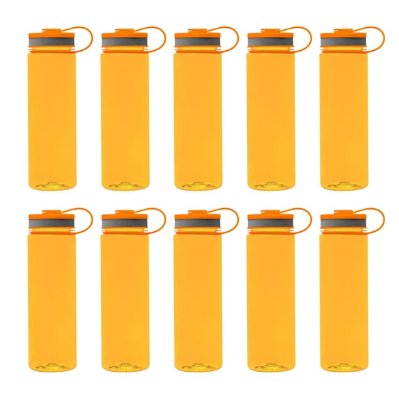 Wide Mouth Water Bottles 26 oz. Set of 10, Bulk Pack - BPA Free, Great for Gym, Camping, Backpacking, School - Orange