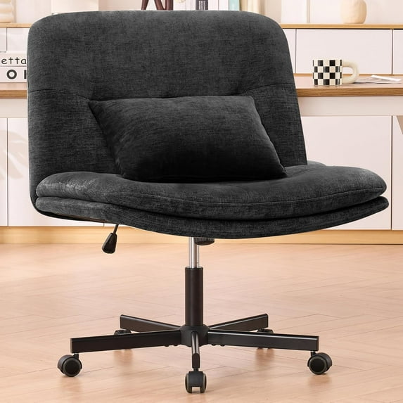 Wide Office Desks Chair with Wheels Armless Mid-Back Ergonomic Home Office Computer Chair Comfortable Adjustable Swivel Task Chair with Thickened Cushion Dogs Pet Friendly