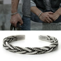 Stylish Wide Open Bracelet Handmade Weave Bracelet for Men Durable Copper Metal Bangle Jewelry for Birthdays and Valentine's Day