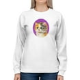 thumbnail image 1 of Wide Open Eyes Cat Sweatshirt Women -Kayomi Harai Designs, Female Small, 1 of 4
