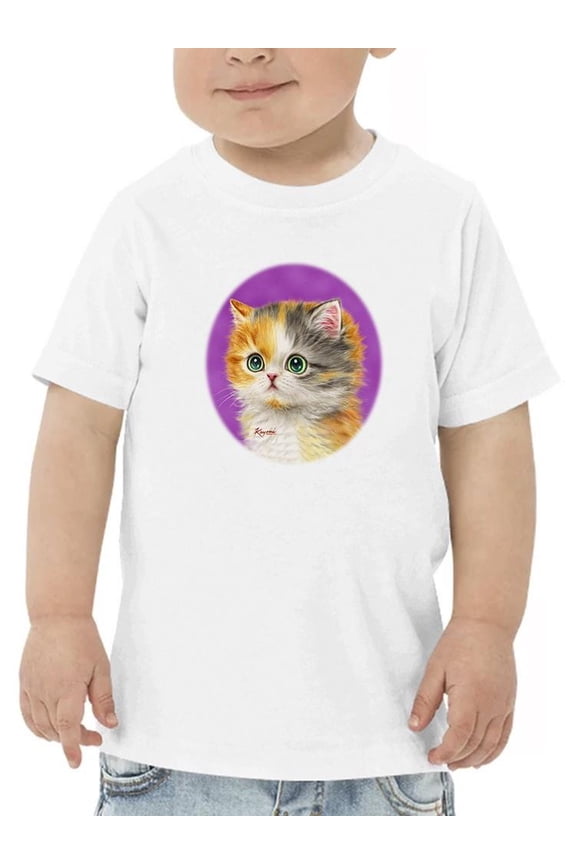Wide Open Eyes Cat T-Shirt Toddler -Kayomi Harai Designs, 3 Toddler