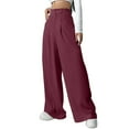 thumbnail image 1 of Wide Pants, Audhol Womens Casual Wide Leg Dress Pants High Waist Tailored Down Trousers with Pockets Womens office Pants Red 2XL, 1 of 8