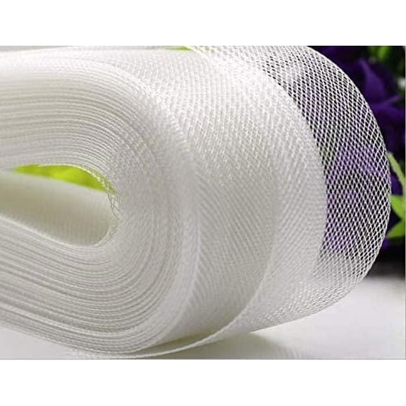 Wide Polyester White Horsehair Braid 3 Inch 50 Yards Roll Stiff Sewing Wedding Dress Dance