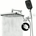 thumbnail image 1 of Wide Rain Shower Head With Handheld Spray Combo And Extention Arm 12 Inch Waterfall Rainfall High Pressure Square Shower Heads Dual Showerhead With 3Way Diverter Height Angle Adjustable Chrome, 1 of 8