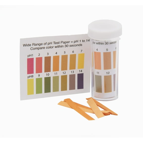 Wide-Range pH Test Paper Kit with Eleven Added Indicator Cards and One Viall of Test Paper. Useful in science chemistry classrooms and in labs.