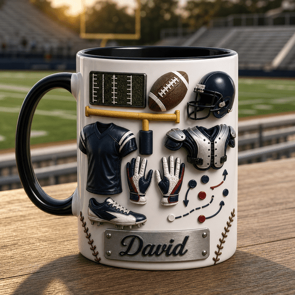 Wide Receiver Mug Custom Name Football Gift for Dad, Coach or Player