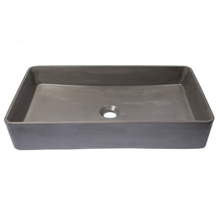 Wide Rectangular Concrete Vessel Sink - Charcoal