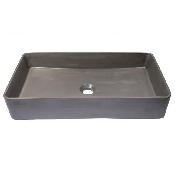 Wide Rectangular Concrete Vessel Sink - Charcoal