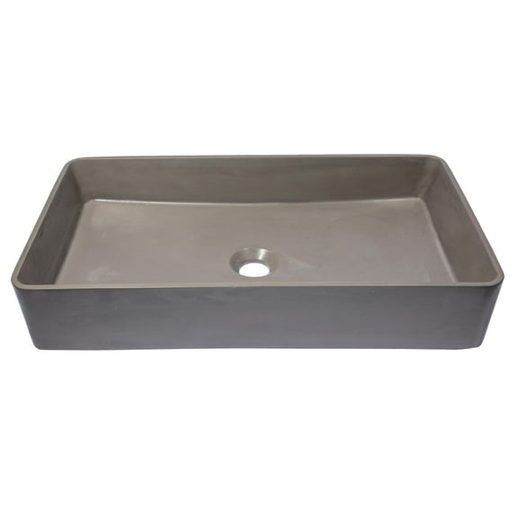 Wide Rectangular Concrete Vessel Sink - Dark Gray