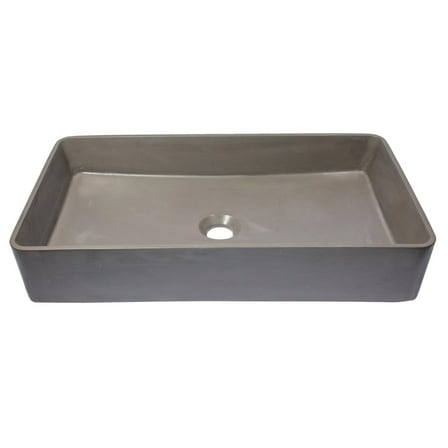 Wide Rectangular Concrete Vessel Sink - Dark Gray